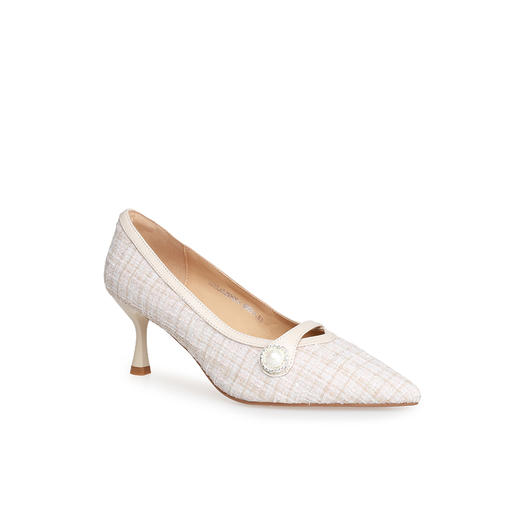 豪麟名鞋迪嘉女鞋玛丽珍鞋织物+羊皮革DJELA52WP001杏色 商品图0