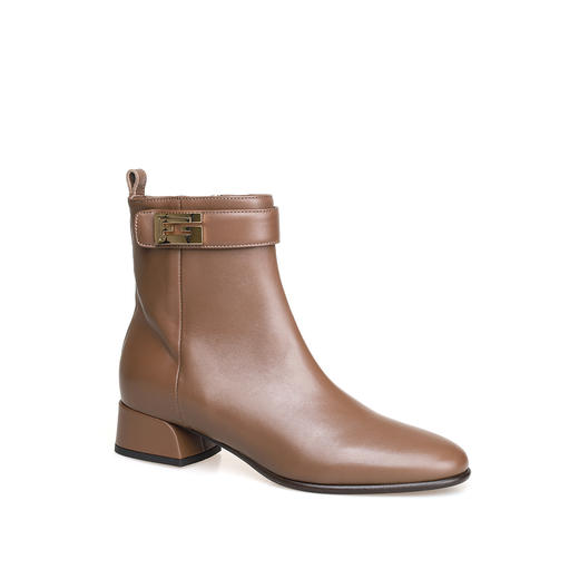 豪麟名鞋进口迪嘉女鞋短靴羊皮革W25234棕色 商品图0