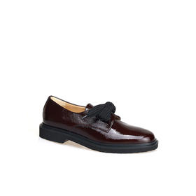 豪麟名鞋进口迪嘉女鞋乐福鞋牛移膜革W25369酒红色