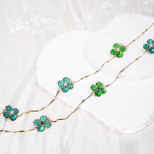 北京仓｜Gripoix Paris-Clover-绿色 四叶草 珍珠 长项链［法国设计师］ 商品图2