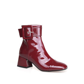 豪麟名鞋NILA&NILA女鞋短靴牛移膜革PA649酒红色