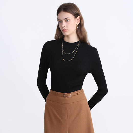 EITIE爱特爱秋季新款舒适半高领百搭打底基础针织衫7501206 商品图11