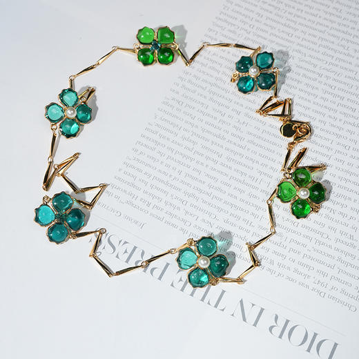 北京仓｜Gripoix Paris-Clover-绿色 四叶草 珍珠 长项链［法国设计师］ 商品图4