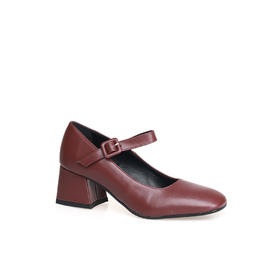 豪麟名鞋NILA&NILA女鞋玛丽珍鞋羊皮革PA849酒红色