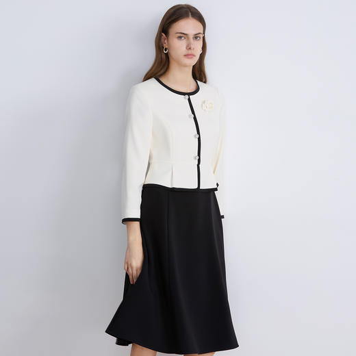 【早秋连衣裙】EITIE爱特爱精致小香风假两件优雅气质秋新款连衣裙C2507824 商品图1