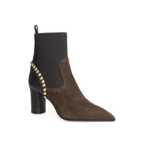 豪麟名鞋LORIBLU女鞋短靴羊反绒面革6AXTT35B咖啡色