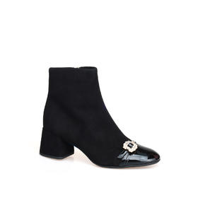 豪麟名鞋LORIBLU女鞋短靴羊反绒面革6AKTGE70黑色