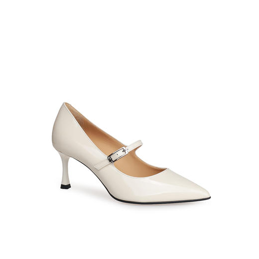 豪麟名鞋进口迪嘉女鞋玛丽珍鞋牛移膜革W25311白色 商品图0