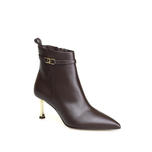 豪麟名鞋进口迪嘉女鞋短靴羊皮革W25309咖啡色 商品图0