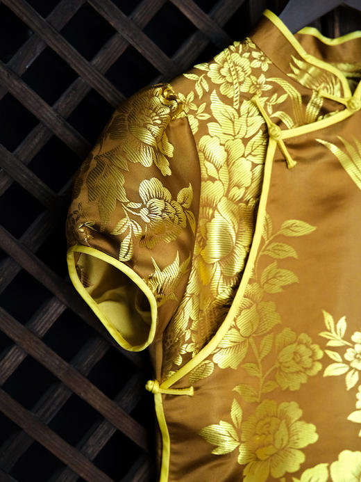 盛唐婧| 新中式老缎圆领斜襟七分袖上衣 商品图3