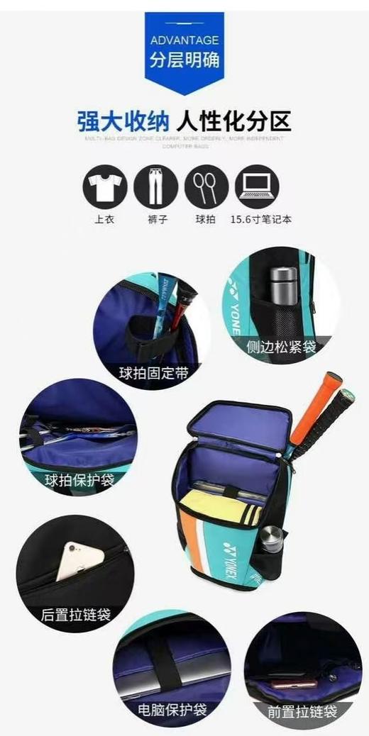 现货 YY尤尼克斯情侣款专业羽毛球双肩包 商品图8