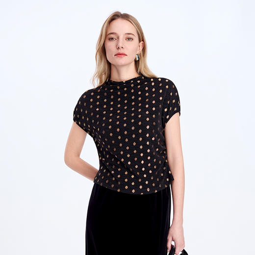 EITIE爱特爱小包肩设计腰部碎褶显瘦T恤8302005 商品图2