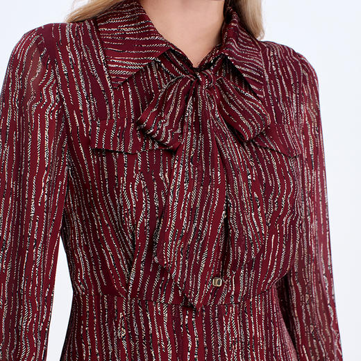 EITIE爱特爱可拆卸飘带压褶裙摆印花连衣裙8307022 商品图5