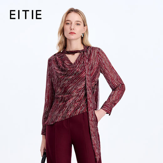 EITIE爱特爱不对撑下摆设计艺术印花小上衣8313008 商品图0