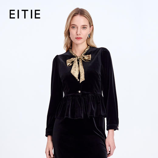 EITIE爱特爱领带拼接设计收腰显瘦小上衣8313012 商品图0