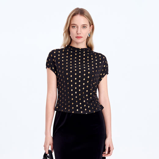 EITIE爱特爱小包肩设计腰部碎褶显瘦T恤8302005 商品图3