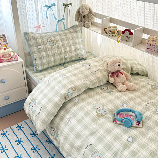 自然醒40支12868全棉夹棉床盖套件三件套大学生宿舍专用卡通被套夹棉床单床盖四季通用JY 商品图3