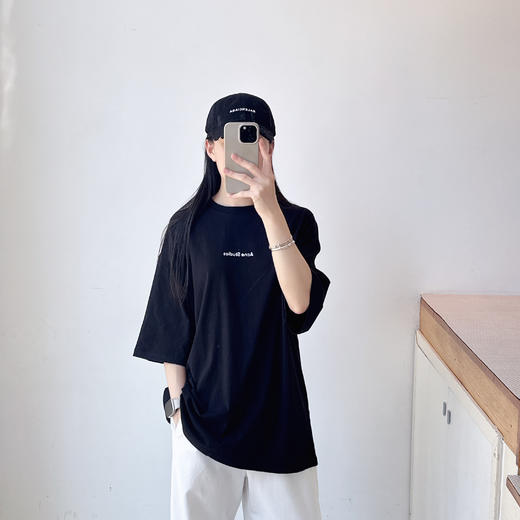 AC基础发泡字母短袖T恤简约百搭上衣 商品图0