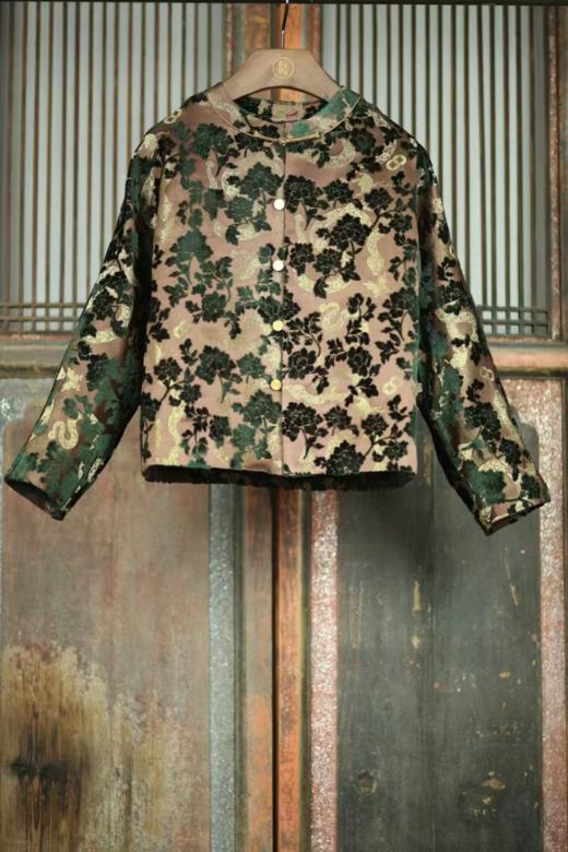 盛唐牡丹| 祥蛇献瑞真丝漳缎外套 商品图0