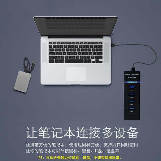 严选 多合一3.0扩展器usb分线器高速3.0集线器usb分线器电脑扩展坞30cm 商品图3