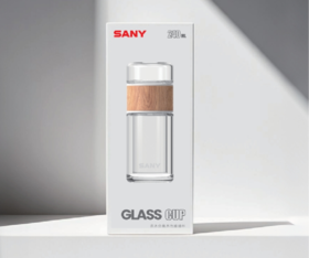 茶水分离木色玻璃杯