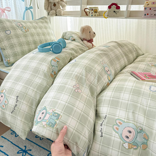 自然醒40支12868全棉夹棉床盖套件三件套大学生宿舍专用卡通被套夹棉床单床盖四季通用JY 商品图10