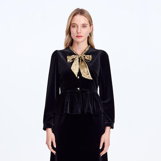 EITIE爱特爱领带拼接设计收腰显瘦小上衣8313012 商品图5