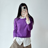 新款女装紫色圆领长袖针织衫休闲百搭上衣女 商品缩略图3