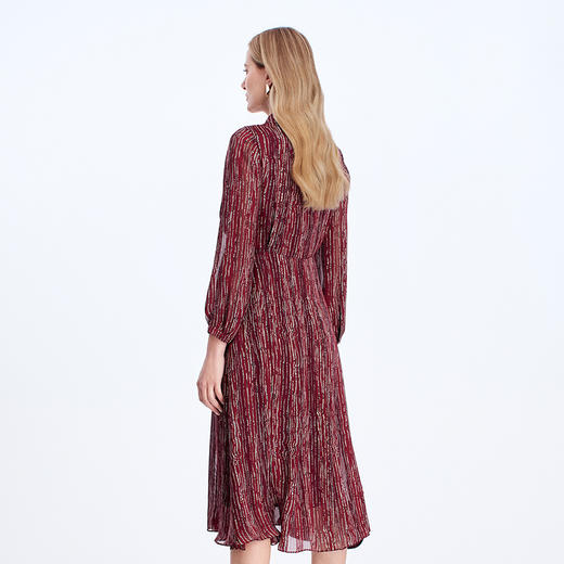 EITIE爱特爱可拆卸飘带压褶裙摆印花连衣裙8307022 商品图4