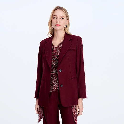 EITIE爱特爱平驳领叠片设计时尚西装外套8303006 商品图2