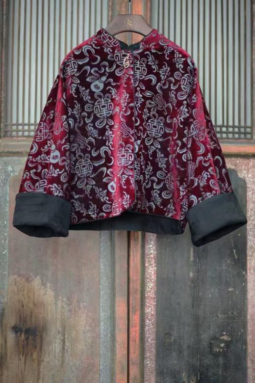 盛唐牡丹| 吉祥八宝真丝漳绒外套 商品图0