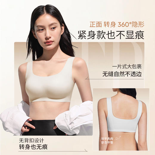 奶糖派T恤杯内衣隐形无痕文胸粉底液薄款聚拢收副乳防下垂大胸 商品图3