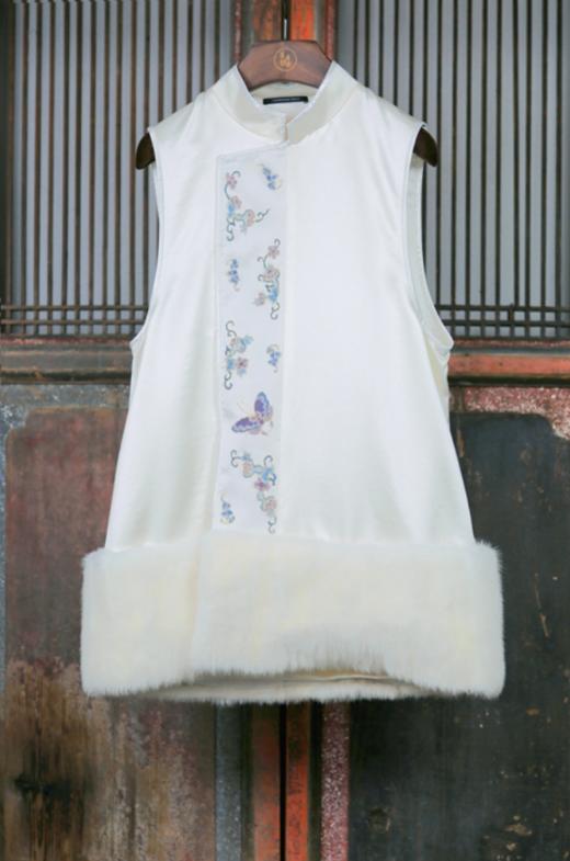 盛唐牡丹盛奢系列| 丝毛手绣水貂毛马甲 商品图0