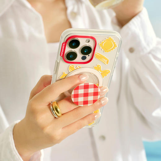 【海岸一日】番茄红棋盘 POPGRIP泡泡骚手机粘贴式气囊支架 Graphic平面系列 红色 格纹 商品图1