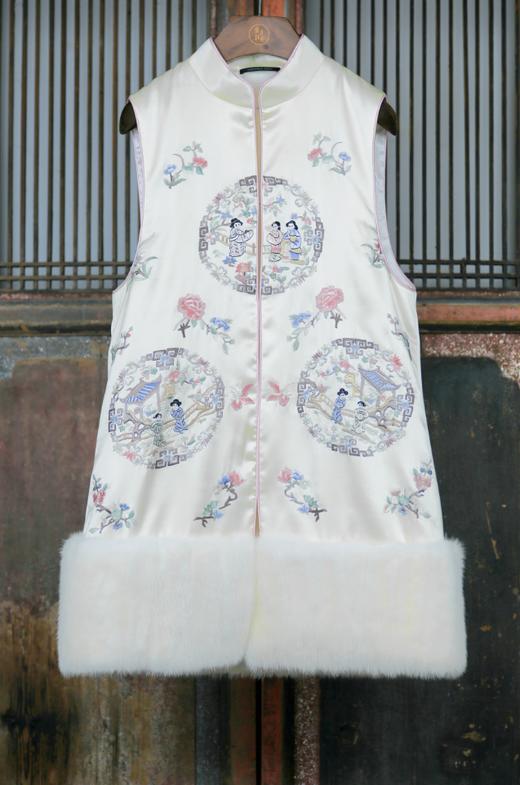 盛唐牡丹盛奢系列| 西厢记三团手绣夹棉水貂马甲 商品图0