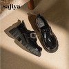 预售|Safiya/索菲娅2025英伦风钻扣魔术贴粗跟百搭厚底增高小皮鞋SFD3112135 商品缩略图8