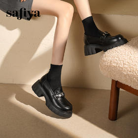 预售|Safiya/索菲娅2025小个子粗跟厚底百搭复古英伦皮带扣乐福鞋SFD3112128