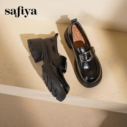 Safiya/索菲娅2025小个子增高不累脚英伦金属扣百搭厚底乐福鞋SFD3112180 商品图6