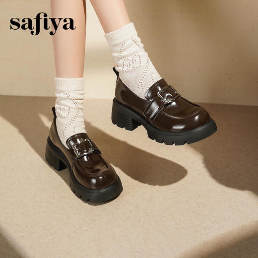 Safiya/索菲娅2025小个子增高不累脚英伦金属扣百搭厚底乐福鞋SFD3112180 商品图8