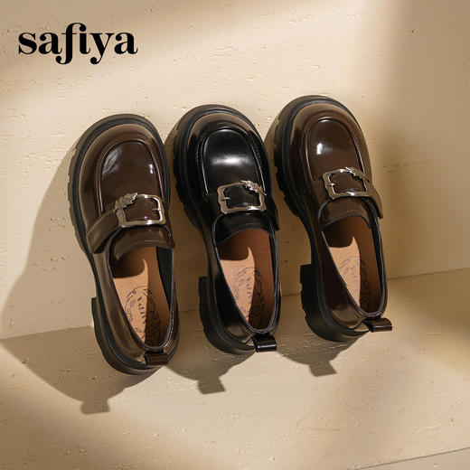 Safiya/索菲娅2025小个子增高不累脚英伦金属扣百搭厚底乐福鞋SFD3112180 商品图5