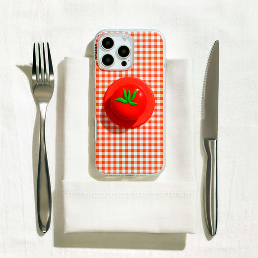 【海岸一日】番茄红棋盘 POPCASE手机壳 MagSafe Popcase磁吸款 红色 格纹 iPhone17/16/15/14 商品图1