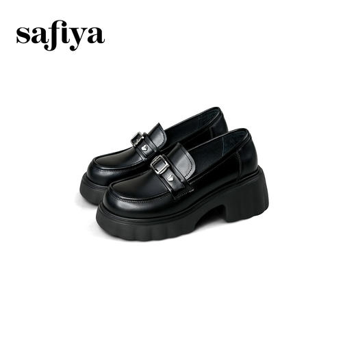 预售|Safiya/索菲娅2025小个子粗跟厚底百搭复古英伦皮带扣乐福鞋SFD3112128 商品图8
