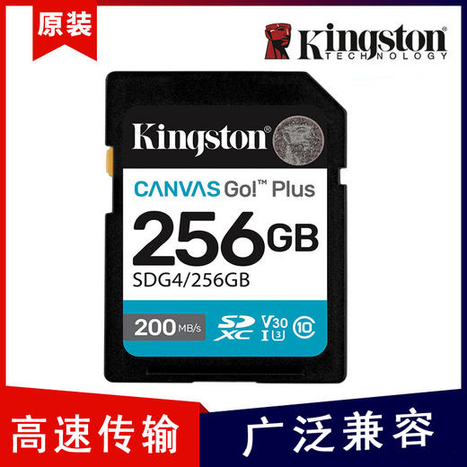 【金士顿内存卡SDG4-蓝卡256GB-1个】SDHC卡高速256G微单反数码摄相机闪存 商品图0