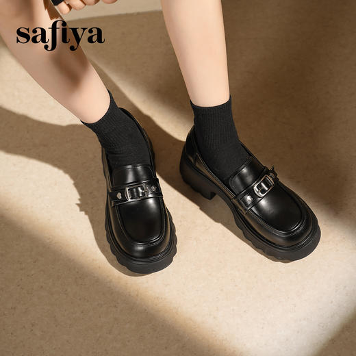 预售|Safiya/索菲娅2025小个子粗跟厚底百搭复古英伦皮带扣乐福鞋SFD3112128 商品图2