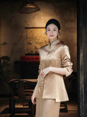 盛唐牡丹盛奢系列| 文竹手绣丝毛西装外套