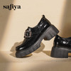 预售|Safiya/索菲娅2025英伦风钻扣魔术贴粗跟百搭厚底增高小皮鞋SFD3112135 商品缩略图7