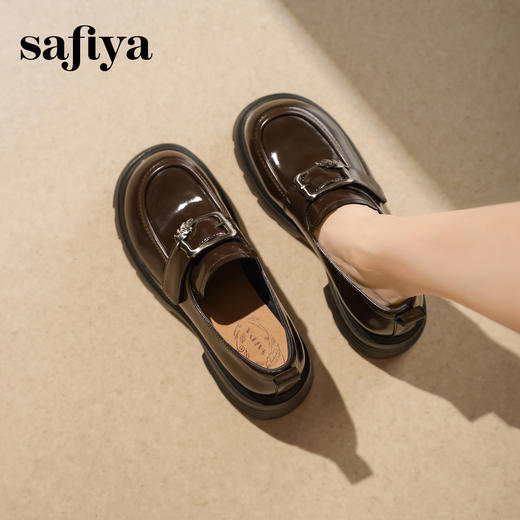 Safiya/索菲娅2025小个子增高不累脚英伦金属扣百搭厚底乐福鞋SFD3112180 商品图7