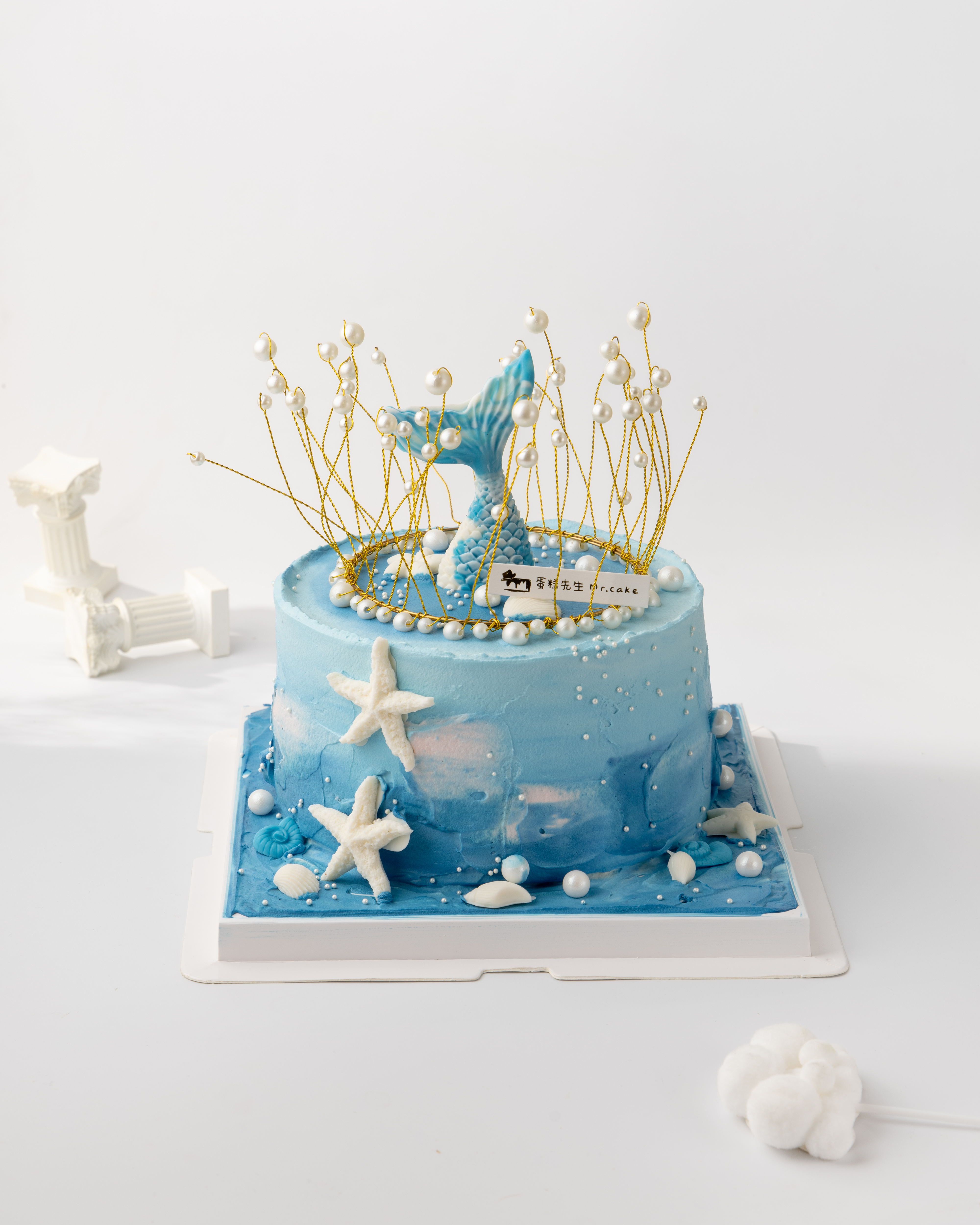 蓝色鱼尾生日蛋糕（百分百进口动物奶油）