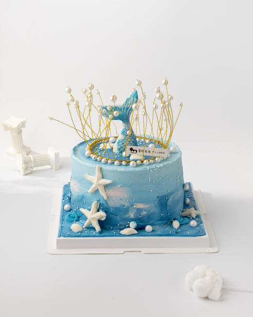 蓝色鱼尾生日蛋糕（百分百进口动物奶油） 商品图0