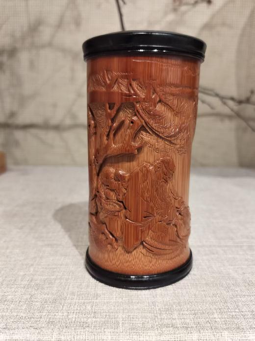太白醉酒*竹雕茶叶罐 商品图0